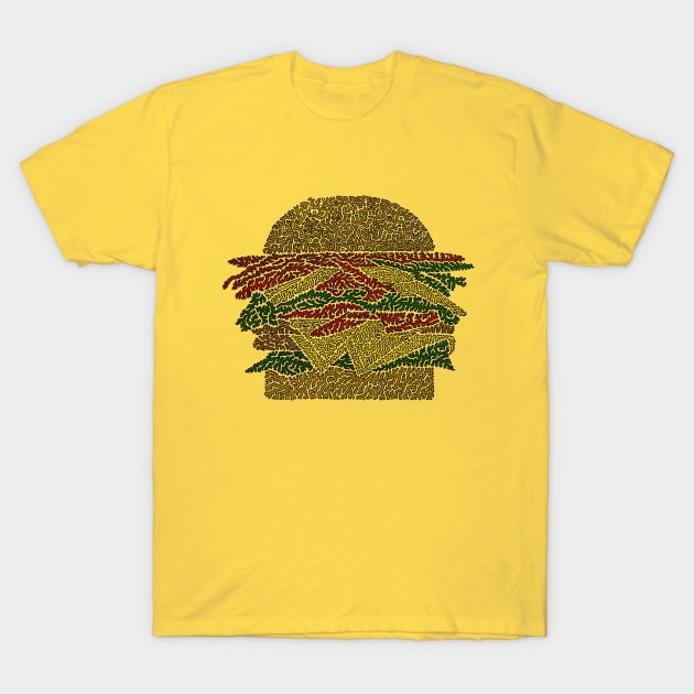 Double Cheese Hamburger T-Shirt by NightserFineArts